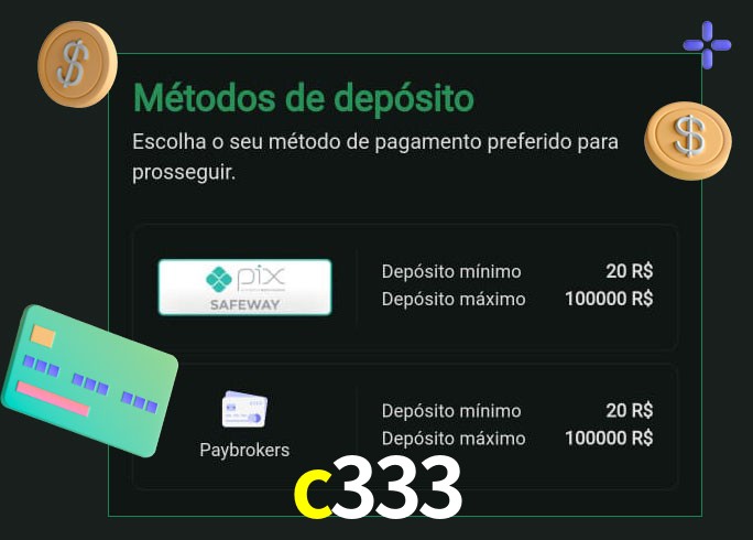 O cassino c333 oferece uma grande variedade de métodos de pagamento